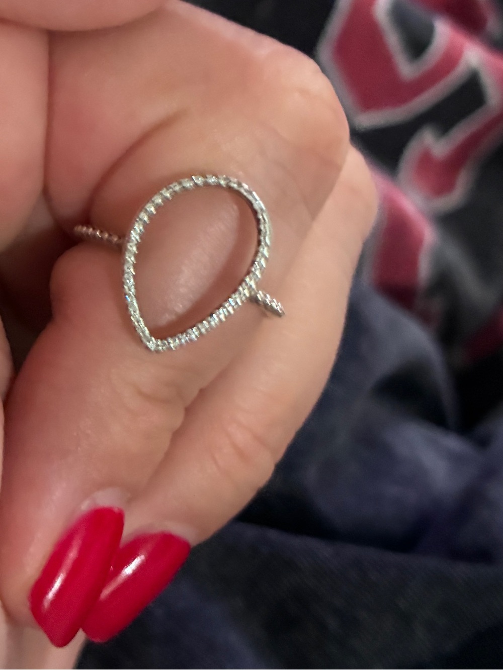 Pandora Silver Open Teardrop Ring with Pavé CZ